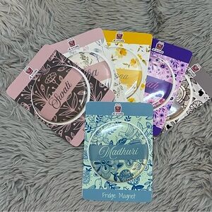 Personalized Floral Theme Design Name Badge Magnet